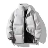 Chaqueta de Algodón Color Sólido con Cuello Alto Estilo Minimalista para Hombre 2026, Nueva Versión Coreana de Invierno, Corte Holgado de Moda, Abrigo de Algodón Cálido, Casual y Versátil