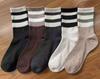Calcetines Rayados de Otoño e Invierno para Niños de Caña Media Estilo Japonés Calcetines Engrosados Calcetines para Apilar Invierno Gruesos Vintage Estilo Mori Ins de Moda