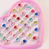 Anillos de Cristal de Imitación con Pedrería de Dibujos Animados Joyería Infantil Niñas Princesa Premios de Guardería Regalo Estilo Princesa