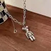 Collar de Oso Violento de Doble Capa de Lujo para Hombres y Mujeres, Cadena Trendy de Clavícula Hip-Hop Ins, Cadena Minimalista en Capas para Sudadera