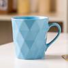 Taza de Cerámica Morandi con Diamantes Simple y Creativa Transfronteriza Color Sólido Rombos en Relieve Nórdicos Taza Mate