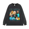 Camiseta Retro Americana de Manga Corta Talla Grande Estilo Vintage Primavera y Otoño Estampado Rapper High Street Manga Larga Floral Celebridad