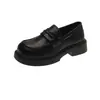 Mocassins Femininos 2026 Outono Novo Estilo Britânico Sapatos de Solado Grosso Estilo Old Money Versátil Marrom Uniforme JK Sapatos Pequenos de Couro Outono