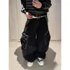 Pantalones largos de parachute anchos de pierna, nuevos para primavera y otoño transfronterizos, pantalones de trabajo retro multibolsillos de pierna curva, pantalones vaqueros casuales para hombre