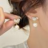 Pendientes de circonita francesa Super Flash con perlas encantadoras, lujo ligero, alto sentido, diseño de nicho, ins, chica dulce