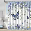 Cortina de Ducha de Tela Impermeable Resistente al Moho con Estampado Digital de Mariposas de Amazon para Baño, Partición de Tela para Ducha, Sin Perforaciones
