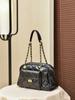 Estilo Minimalista de Lujo Ligero Piel de Becerro de Primera Capa Bolso Boston Acolchado Estilo Chanel Bolso de Mano Cruzado