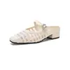 Weiwei Girl 958-8 Meia-sapatilha Peep-Toe para Mulheres, Sandálias Transparentes de Malha para Uso Externo no Verão para Combinar com Vestidos, Meia-sapatilhas de Salto Alto Grosso