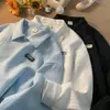 Suéter Retro Estilo Americano Cuello Polo para Hombre Otoño e Invierno Nuevo Holgado Oversize Sentido Avanzado Estilo Universitario Chaqueta con Solapa
