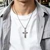 Collar de acero inoxidable con forma de cruz estilo hip-hop callejero europeo y americano para hombre, colgante incrustado de diamantes, accesorio personalizado moderno y de moda, transfronterizo