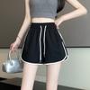 Shorts A-Line versáteis de cintura alta para mulheres, verão, novo estilo esportivo, shorts de três pontos, aparência emagrecedora, solto, tamanho grande, calças quentes