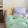 Conjunto de quatro peças simples em algodão puro com blocos de cor, estilo blogger, algodão lavado com listras, conjunto de cama de três peças para dormitório estudantil, tingido em fio