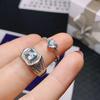 Anillo de topacio azul natural con incrustaciones de plata S925, sencillo, atmosférico y combinable, ideal para hombre y mujer.