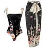 Traje de Baño Conservador Conjunto Europeo y Americano 2025 Cubre Vientre Delgado Vacaciones Playa Aguas Termales Bikini Conjunto Retro Francés