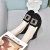 Zapatos Cómodos sin Cordones de Corte Profundo, Zapatos de Gamuza sin Cordones para Primavera y Otoño, Zapatos para Mujer con Suelas Suaves, Mocasines de Piel Suave, Tacones Gruesos, Zapatos Bajos Redondos Pequeños para Mujer