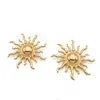 Conjunto de Joyería de Pendientes de Sol de Alta Gama de Moda Transfronteriza para Mujeres, Anillo Abierto de Girasol Pulsera de Estilo Callejero de Moda
