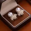 Aretes Colgantes de Perla Estilo Hada Dulce del Bosque Fuego Artificial de Diente de León para Mujer, Aretes Sencillos de Plata de Alta Gama