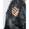Anillo abierto de plata de ley S925 con microincrustaciones de circonitas y diseño minimalista de cara irregular estilo coreano 696 para mujer
