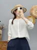 Coleção Outono 2026: Camisa Longa de Gaze de Algodão Macia Dupla Camada Patchwork Estilo Japonês, Top Cardigan Casual Artístico Feminino