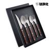 Talheres de aço inoxidável 304 faca e garfo colher de titânio purificado com rebite cabo de madeira faca e garfo para bife talheres para comida ocidental conjunto em caixa de presente