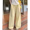 (Tela jacquard original) Pantalones casuales de lunares coloridos de cintura alta para mujer, pantalones largos versátiles rectos holgados de verano