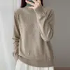 Suéter de punto para mujer con cuello semi-alto y adornos de pedrería, para otoño e invierno, elegante suéter de manga larga, estiliza y es versátil, perfecto como capa interior o top base