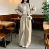 Chaqueta casual de manga larga para mujer, nuevo traje de moda otoño 2026 con pantalones de pierna ancha ajustados
