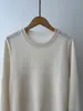 BORBOTIE Ropa de Punto para Mujer 2026 Otoño/Invierno Nuevo BC Lentejuelas Mezcla de Lino y Algodón Cuello Redondo Manga Larga Top