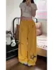 Calça moletom casual com estampa de desenho animado retrô americana para mulheres, estilo solto e relaxado, calça longa de perna reta com cintura elástica, calça versátil de perna larga