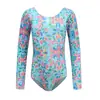 Traje de una pieza para práctica de manga larga estilo tank top con estampado efecto hielo para niños, traje de entrenamiento y actuación de danza, en stock para ventas transfronterizas