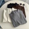 Elegante Camiseta Básica de Color Puro con Mangas Largas para Mujer con Lana de Oveja, Corte Ajustado y Top tipo Camiseta Interior, Nuevo Estilo Otoño e Invierno