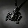 Collar con Colgante de Calavera Oscura de Halloween para Hombre Punk Retro Adornos de Personalidad del Cuerpo Humano Estilo Hip Hop Europeo Americano