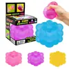 Cubo Mágico Squishy de Venta Caliente Transfronterizo Juguete de Goma TPR Miel de Malta Panal Cubo de Hielo Forma Geométrica Textura Escarchada Juguete para Aliviar el Estrés