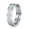 Anillos Lisos de Acero Inoxidable Incrustados con Diamantes para Hombres y Mujeres, Anillos de Pareja, Set de Joyería de Lujo Ligero, Anillo con 7 Engastes de Diamante