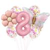 Traje de globo de mariposa rosa margarita mate, confeti de látex, decoración para fiesta de cumpleaños infantil, diseño de carnaval