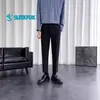 Pantalones Coreanos de Moda para Hombre, Elegantes, Adelgazantes, que Alargan las Piernas, Otoño/Invierno, Forrados de Felpa, Espesos, Cálidos, Pantalones Skinny Negros Cortos