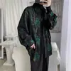Celebridad de Internet de comercio exterior camisa muy de hada para hombre holgada de manga larga chic retro abstracta con estampado chaqueta de camisa Club nocturno de nicho