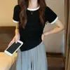 Camisetas de Verano 2026 para Mujer de Manga Corta Estilo Coreano Irregular Estilo Universitario Camisetas Cortas a la Hombro Venta al por Mayor