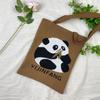 Bolsa de Tricô Ins Desenho Panda Feminina Moda para Carregar na Mão Grande Capacidade Bolsa de Ombro Bolsa Transversal Bolsa