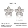 Pendientes Florales Yiyi Transfronterizos de Acero Inoxidable con Textura Retro, Chapados en Oro de 18 Quilates, Pendientes Versátiles de Moda Europea y Americana que Conservan el Color para Mujer