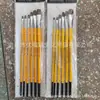 Pincel de Tinta a Óleo Cerdas de Lobo Haste Amarela Materiais de Pintura Artística Conjunto de Pincéis para Aquarela Guache Conjunto de Pincéis para Tinta a Óleo Pincel de Filete Atacado