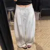 Calça de Trabalho Branca Tencel Secagem Rápida Perna Larga Primavera 2026 Leve Respirável Moda Cintura Alta Emagrecedora Casual