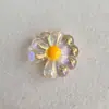 Acrílico com revestimento UV translúcido, furo vertical, flor margarida, pingente de carro DIY, corrente de celular, chaveiro, materiais acessórios