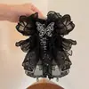 Grampo de rabo de cavalo suave em rede estilo coreano para mulheres, presilha de cabelo de fita floral de alta qualidade, presilha de tubarão estilo preguiçoso com laço, acessório de cabelo
