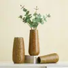 Jarrón de Cerámica Estilo Wabi-Sabi Shumen Decoración Retro Sala de Estar Arreglos Florales Adornos Flores Artificiales Lujo Accesible y Sentido de Alta Gama