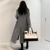 Abrigo de Lana para Mujer 2023 Otoño e Invierno Nuevo Estilo Coreano Moda Clásico Pata de Gallo Largo Medio Sobre la Rodilla Abrigo de Lana