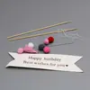 Pastel Hornear Decorativo Enchufe Firma Feliz Cumpleaños Banderín de Bola de Pelo Arco Tarjeta-en Mesa de Postres de Fiesta Disfraz