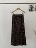 Saia Longa de Veludo Lantejoulas Omalai Feminina Fenda Traseira Slim Reta Justa ao Corpo Saia Elegante para Banquete 5398