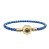 Pulsera de Cordón de Cuero Trenzado con Hebilla de Acero de Titanio Logo Panjia Bucle Único Negro Hebilla Redonda de Cuero Pulsera Básica Transfronteriza DIY