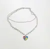 Ins Pingente de Cor Personalizada Quebra-cabeça Amor Dupla Camada Empilhado Usar Colar Feminino Design de Nicho Corrente para Clavícula Colar de Aço Titânio